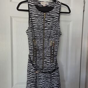 Michael Kors Black and White Zebra Print Dress